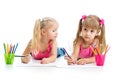 Kids drawing together Royalty Free Stock Photo