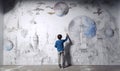 kids drawing on the wall, ai generative Royalty Free Stock Photo