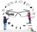 Kids drawing a wearable glasses applications chart