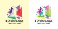 Kids dream logo design with cloud concept, Child logo -vector