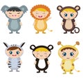 Kids dressed as animal cute costume