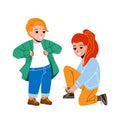 Kids Dressing Up Casual For Walking In Park Vector Royalty Free Stock Photo