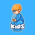 Kids Drink Cartoon Mascot Logo