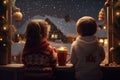 Kids eagerly waiting for Santa Claus with milk Royalty Free Stock Photo