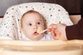 Sweet kids eating healthy food in kindergarten or at home Royalty Free Stock Photo