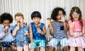 Kids eating ice cream in the summer Royalty Free Stock Photo