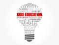 Kids Education light bulb word cloud collage, education concept background Royalty Free Stock Photo