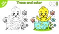 Easter kids game Tracing lines with cartoon chick Royalty Free Stock Photo