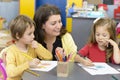 Kids and Educator Playing at Kindergarten