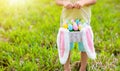 Kids with eggs basket on Easter egg hunt Royalty Free Stock Photo