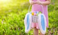 Kids with eggs basket on Easter egg hunt Royalty Free Stock Photo