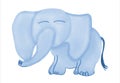 kids elephant watercolor painting isolated white canvas