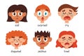 Kids emotions faces collection. Different emotional expressions bundle