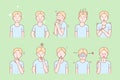 Kids emotions and facial expressions set