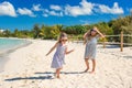 Kids enjoy summer vacation on the beach Royalty Free Stock Photo