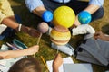 Kids Enjoying Astronomy Lesson Outdoors