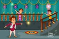 Kids enjoying firecracker celebrating Diwali festival of India Royalty Free Stock Photo