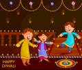 Kids enjoying firecracker celebrating Diwali festival of India Royalty Free Stock Photo