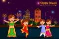 Kids enjoying firecracker celebrating Diwali festival of India