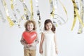 Kids enjoying Valentine`s Day Royalty Free Stock Photo