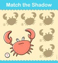 Kids entertaining puzzle game with a red crab Royalty Free Stock Photo