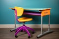 kids ergonomic desk and chair, brightly colored