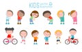 Kids exercising, children stretching ,child exercising , happy Kids Exercising, flat cute cartoon design vector illustration