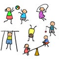 Kids exercising and playing illustration