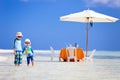 Kids at exotic island picnic Royalty Free Stock Photo