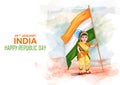 Kids in fancy dress of Indian freedom fighter on Happy Republic Day of India Royalty Free Stock Photo