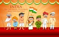 Kids in fancy dress of Indian freedom fighter