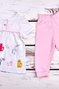 Kids fashion design top and pants. Royalty Free Stock Photo