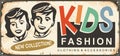 Kids fashion retro boutique sign design Royalty Free Stock Photo