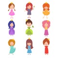 Kids fashion show characters. Little princesses girls vector set Royalty Free Stock Photo