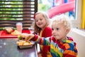 Kids in a fast food restaurant