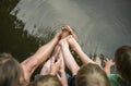 Kids with feet and toes in water Royalty Free Stock Photo