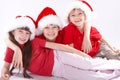 Kids in festive Santa hats