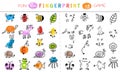 Kids fingerprint game. Paint baby finger print art play. Children learning drawing, school kindergarten activity in Royalty Free Stock Photo