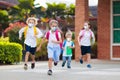 Kids on first school day after quarantine Royalty Free Stock Photo