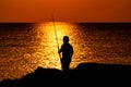 Kids Fishing Silhouette in Sunset