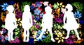 Kids in floral background