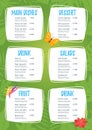 Kids food menu design template