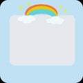 Kids Frame Text Banner Box With Rainbow Clouds And Stars On Blue Background