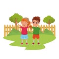 Kids friends playing and smiling cartoons Royalty Free Stock Photo