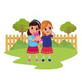 Kids friends playing and smiling cartoons Royalty Free Stock Photo