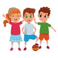 Kids friends playing and smiling cartoons Royalty Free Stock Photo