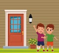 Kids friends playing and smiling cartoons Royalty Free Stock Photo