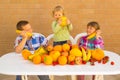 Kids and fruits