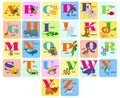 Kids full alphabeth with cartoon animals vector illustration
