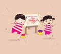 kids funny painting Valentines greeting card
